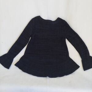 Style & Co Peplum Sweater Top Womens Size PS Navy Heather Bell Sleeve